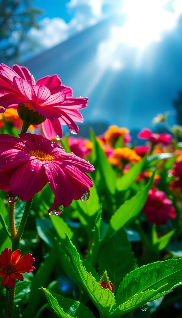 Best Magnificent AI Spring Rain Garden Phone Well-Lit Wallpaper